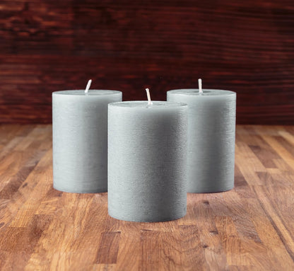 Melt Candle Pillar Candles, 3 Pack - Unscented Candles for Home, Church, Weddings, & More - 3" x 4", Ivory