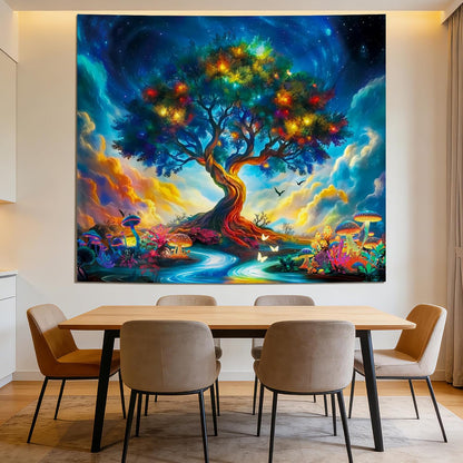 Apdidl Forest Galaxy Starry Tapestry for Bedroom Ceiling, Blue Space Night Starry Sky Moon Stars Tapestry Aesthetic, Tree Forest Milky Way Backdrop Wall Hanging for Dorm Living Room Decor (51" X 60")