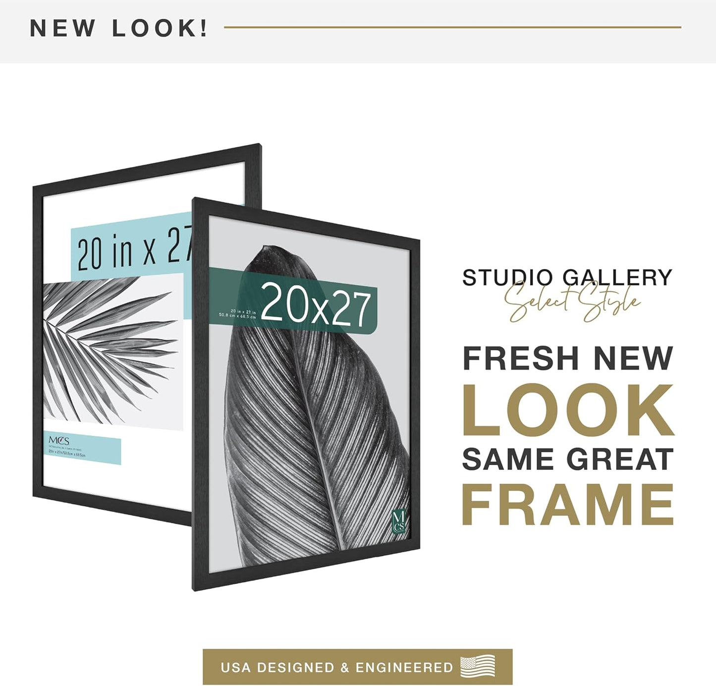 MCS Studio Gallery 16x24 Poster Frame Black Woodgrain Engineered Wood, Vertical & Horizontal Wall Hanging Large Picture Frame for Photos, Posters & Art Prints (1-Pack)