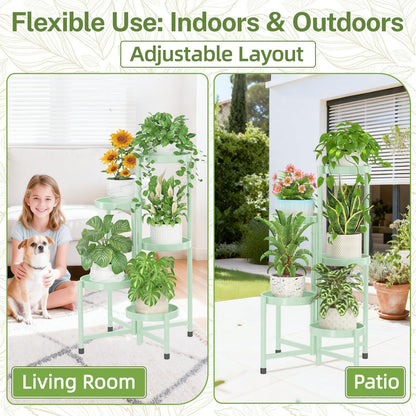 iDavosic.ly Plant Stand Indoor Outdoor, 5 Tier Corner Metal Flower Display Holder Shelf, Folding Tall Orchid Rack for Patio Balcony Porch Garden Living Room House, Black