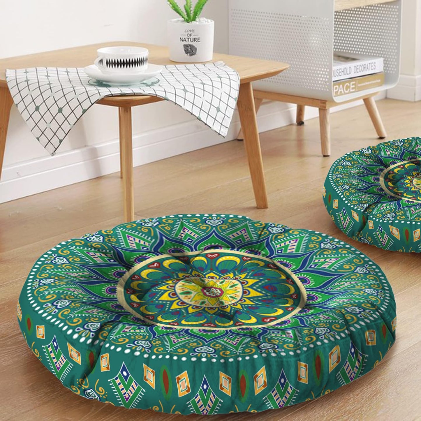 Mandala Meditation Cushion, Boho Meditation Mat, Meditation Pillows for Sitting on Floor, Cushions for Sitting in Home and Outdoor, Square Floor Pillow Cushion Seating for Yoga Accessories 22'' X 22''