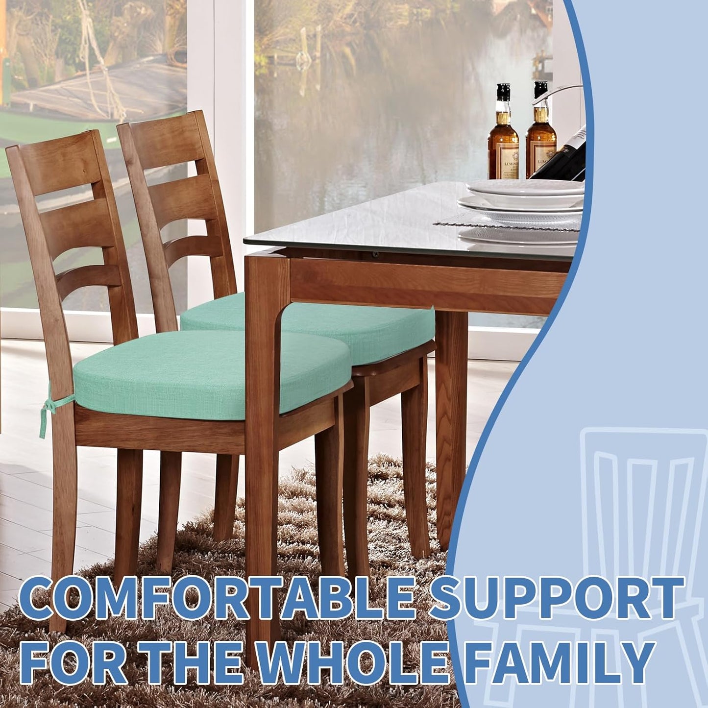 BUYUE Thickened 2.5" Friendly Woven Fabric Dining Chair Cushion, U-Shape High Density Foam Comfortable Chair Pad for Kitchen, Slip Resistant Indoor Seat Cushion (1 Piece, Dark Gray)