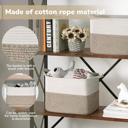 Goodpick Cube Storage Bins - Towel, Book, Cloth, Shoes, Closet Shelf Woven Baskets for Office, Baby Laundry, Toys, 13''x10''x9''