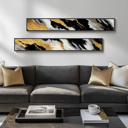 Long Narrow Framed Neutral Abstract Vertical Wall Art Set, 2 Piece Modern Canvas Prints Paintings Artwork for Walls, Beige and Brown Minimalist Pictures for Hallway Entryway Living Room Bedroom Decor