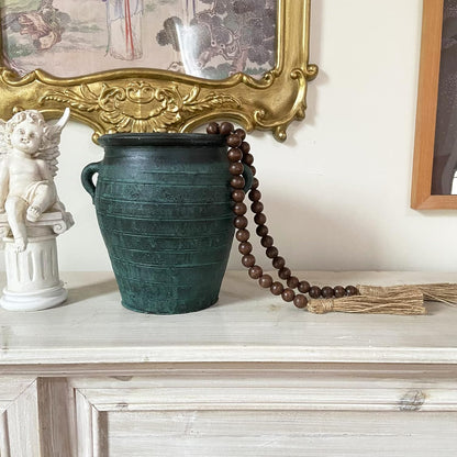 OMISHE 59in Wood Bead Garland with Tassels, Decorative Beads, Farmhouse Wooden Beads Garland for Wall Hanging Home Festival Decor, Aqua, Teal