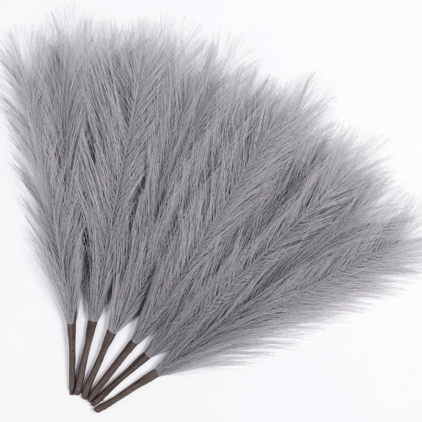 UREYMX Faux Pampas Grass Decor 17.7 Inch 6pcs, Artificial Pampas Grass Fluffy Home Decor, Short Vase Room Decor pompous Grass Flower Arrangement for Boho Home Wedding Decoration (Black)