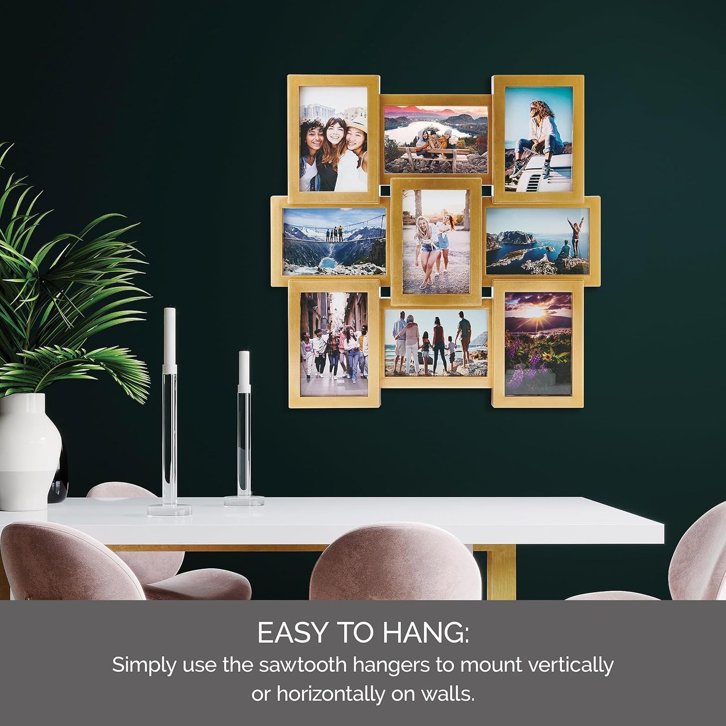 MELANNCO Collage Picture Frame for Wall, Holds 12 Photos - Six 4x6 and Six 6x4 Images, 18x23 Inch Black Plastic Frame, Hang Horizontal or Vertical, Gallery Wall Decor