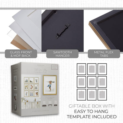 Sheffield Home 9 Piece Gallery Wall Frame Set, 11x14 in. matted to 8x10 in. (Matte Black)