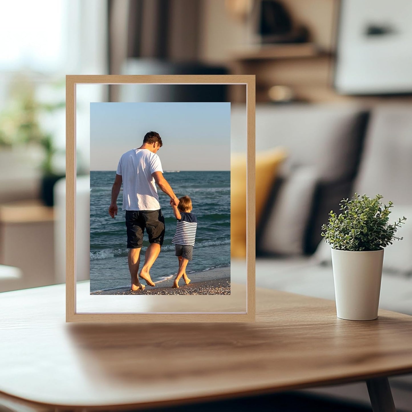 CORE ART 8x10 Floating Picture Frame,Double Plexglass Floating Frame for 5x7,4x6 Pictures,Wall or Tabletop Display,Black