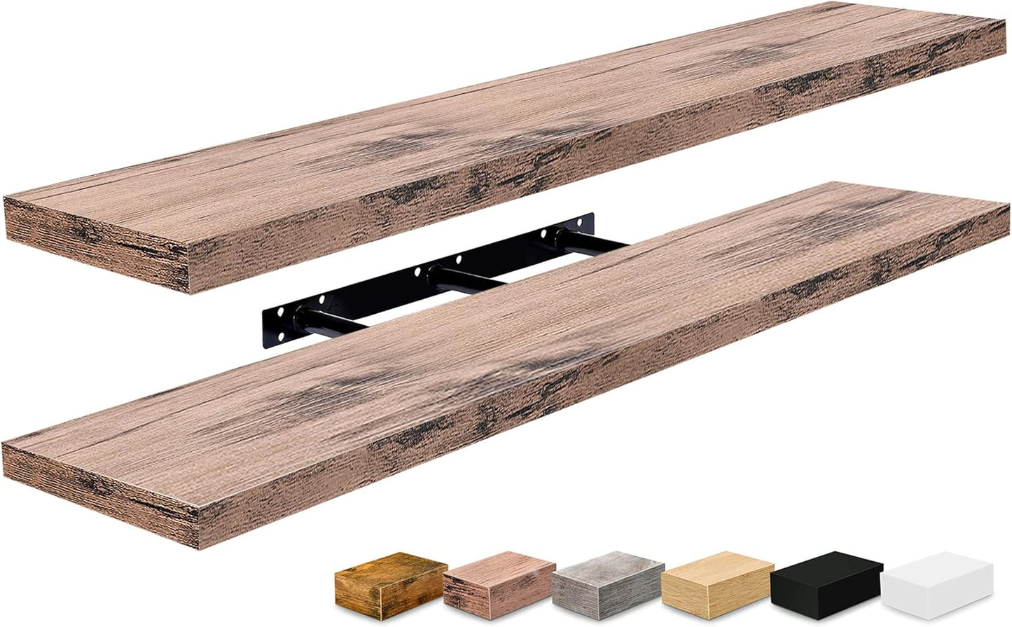 Sorbus Floating Shelves for Wall - 48 Inch Long Bathroom Shelves, Wall Decor for Bedroom, Kitchen, Living Room & Book Storage - Mounted Floating Shelf with Invisible Brackets (Maple Wood, 2 Pack)