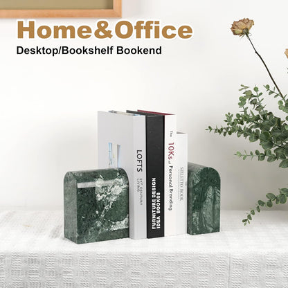 Koville African Natural Marble Bookends for Shelves, Non-Slip Book Ends, 13LBS Ultra Heavy Duty Marble Book Holder Organizer, Apartment Decor for Movies/CD/Video Games(Namib Fantasy)