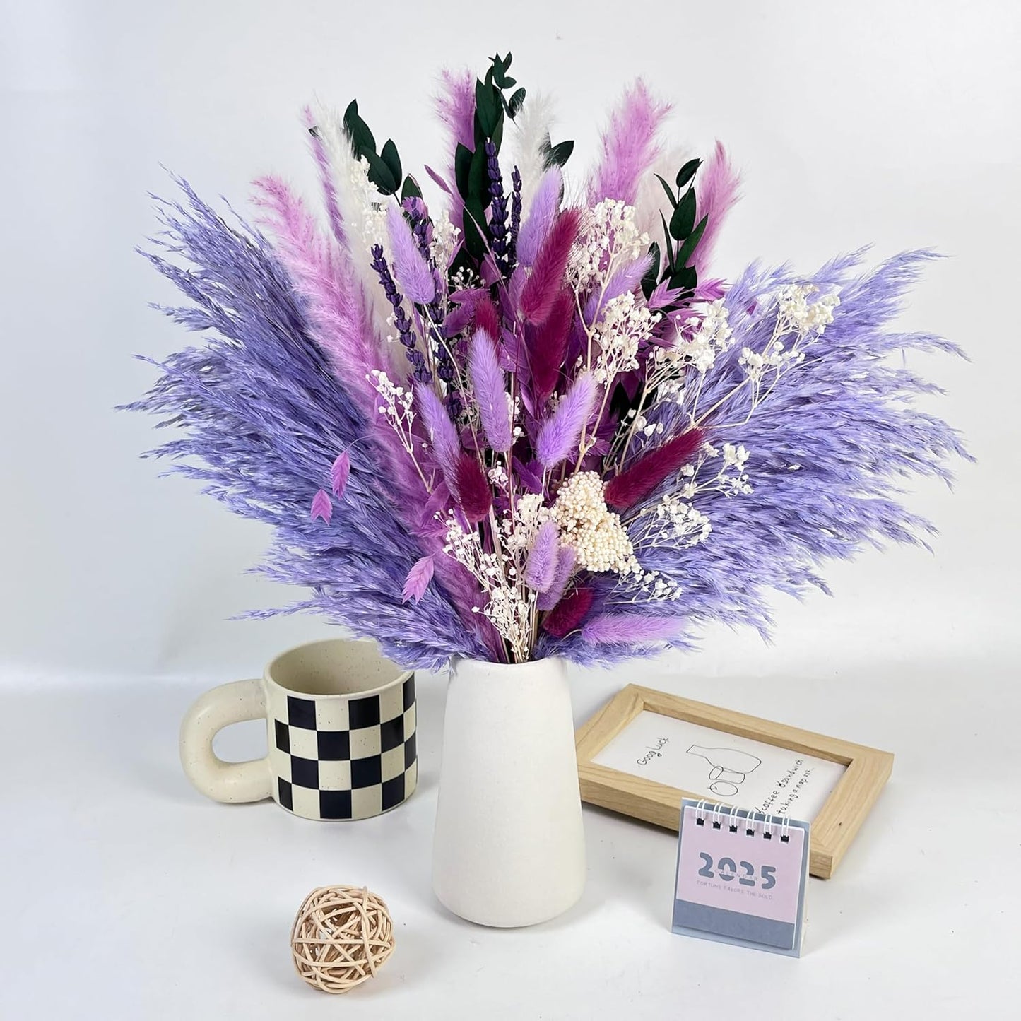 Natural Dried Flower Bouquet - 17" Boho Style Mixed Pampas Grass Ideal for Home Decor, Wedding Decor, Bridal Bouquets, Floral Arrangement, Event Centerpieces, Table Decor