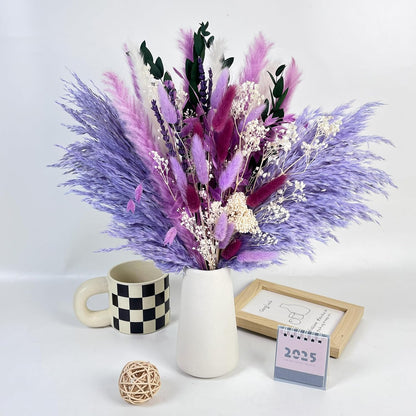 Natural Dried Flower Bouquet - 17" Boho Style Mixed Pampas Grass Ideal for Home Decor, Wedding Decor, Bridal Bouquets, Floral Arrangement, Event Centerpieces, Table Decor