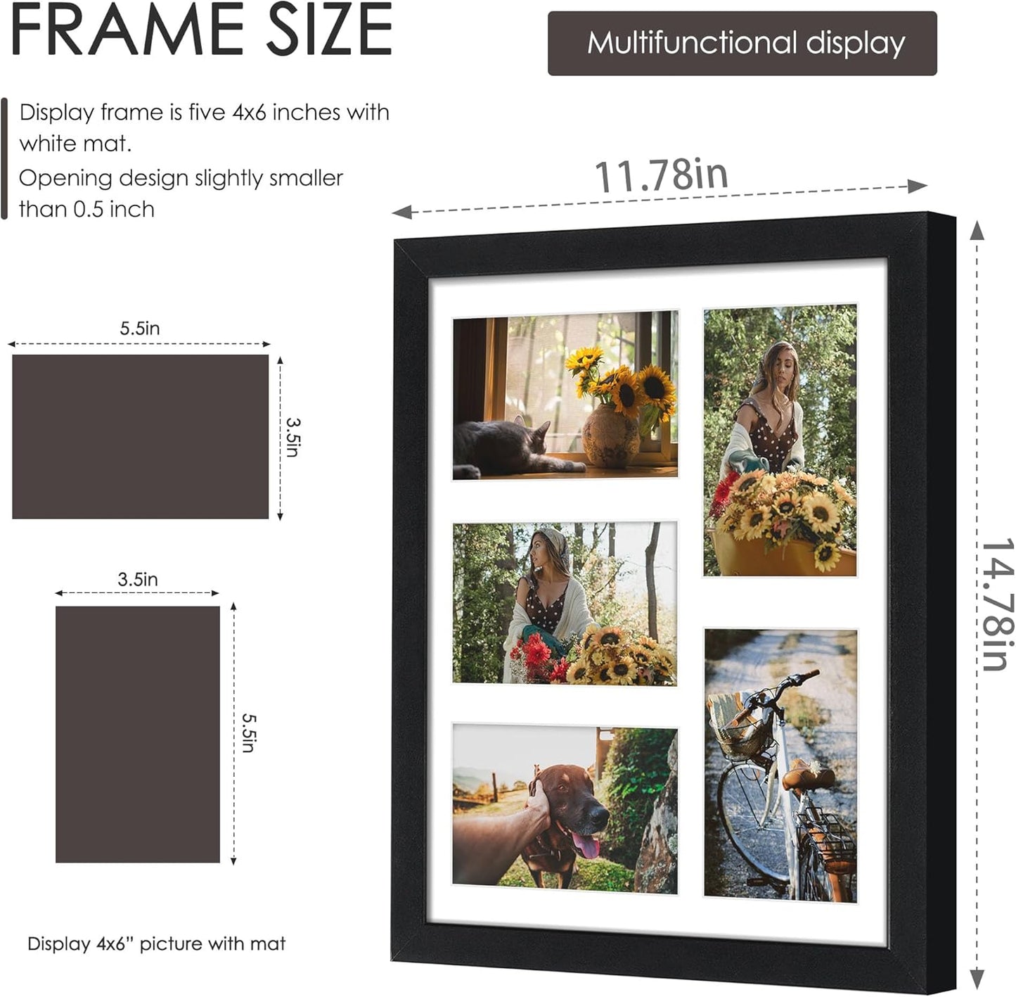 DUENPY 14x26 Collage Picture Frame 4x6 Collage Picture Frame Displays Twelve 4x6 inch Photos Available Horizontal Wall Mounting Display and Vertical Black - Colors A