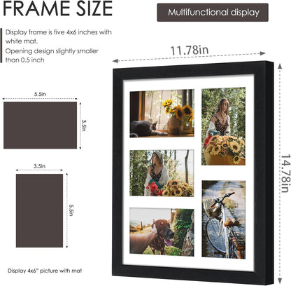 DUENPY 14x26 Collage Picture Frame 4x6 Collage Picture Frame Displays Twelve 4x6 inch Photos Available Horizontal Wall Mounting Display and Vertical Black - Colors A
