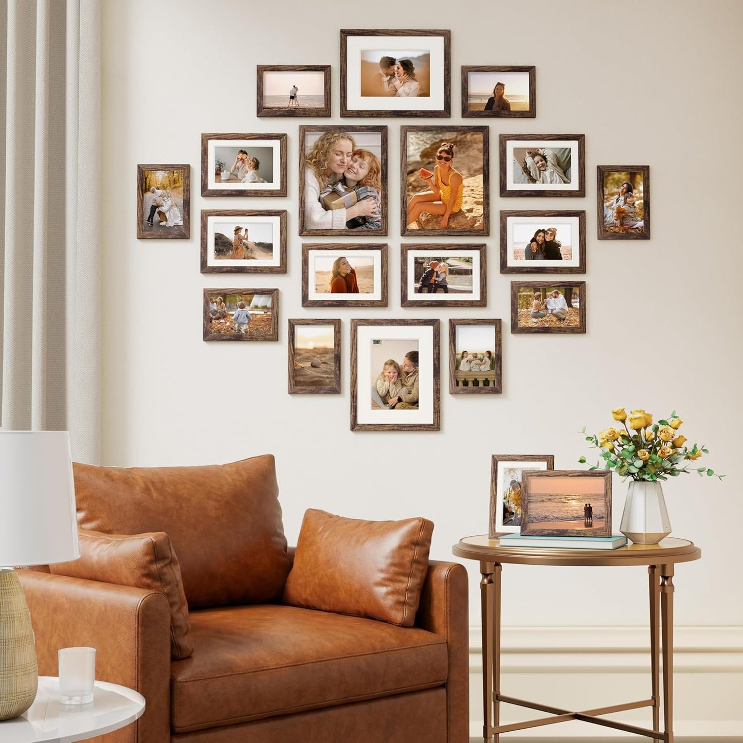 Vittanly 20 Pack Picture Frames Collage Wall Decor, Multi Sizes Including 4pcs 8x10, 8pcs 5x7 and 8pcs 4x6 Photo Frames, Gallery Frame Set for Wall or Tabletop Display, Black, Brown and Dark Grey