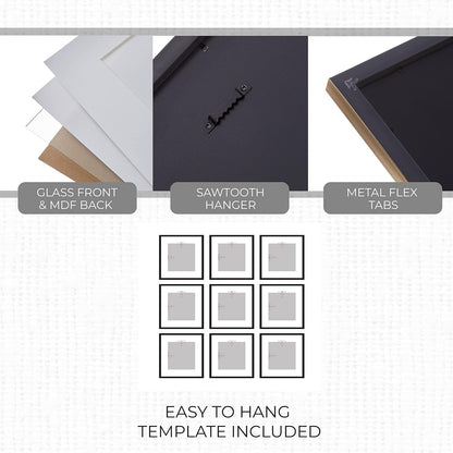 Sheffield Home 9 Piece Gallery Wall Frame Set, 11x14 in. matted to 8x10 in. (Matte Black)
