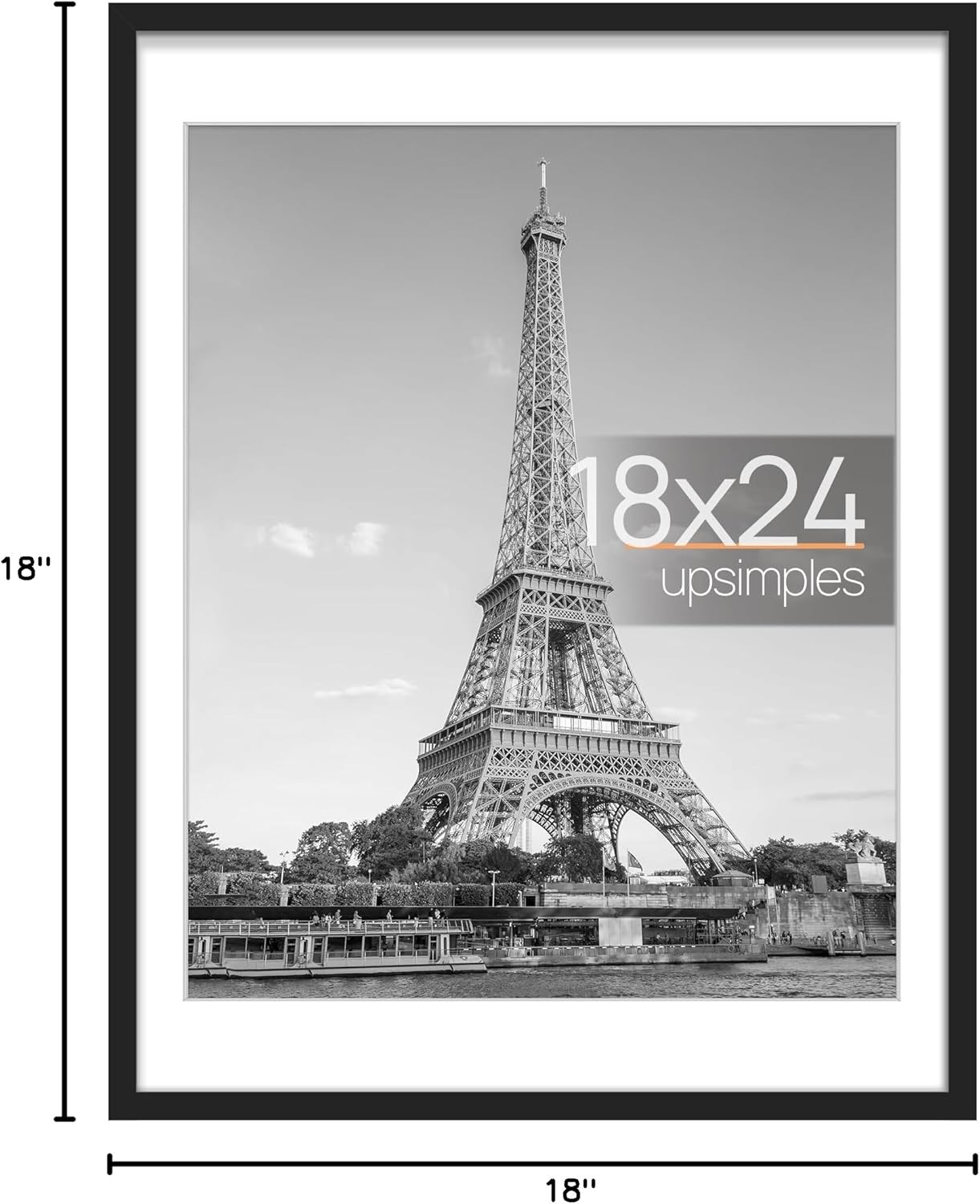 upsimples 8x10 Picture Frame, Display Pictures 5x7 with Mat or 8x10 Without Mat, Wall Hanging Photo Frame, Black, 1 Pack - Colors B