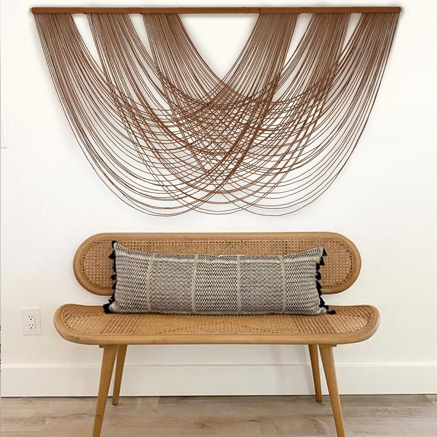 Flber Macrame Wall Hanging Boho Wall Decor Tapestry Dip Dyed Ombre Moss Green Handmade Wall Art Woven Cotton Rope Backdrop with for Bedroom Living Room, 57" W x 39" L