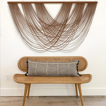 Flber Macrame Wall Hanging Boho Wall Decor Tapestry Dip Dyed Ombre Moss Green Handmade Wall Art Woven Cotton Rope Backdrop with for Bedroom Living Room, 57" W x 39" L