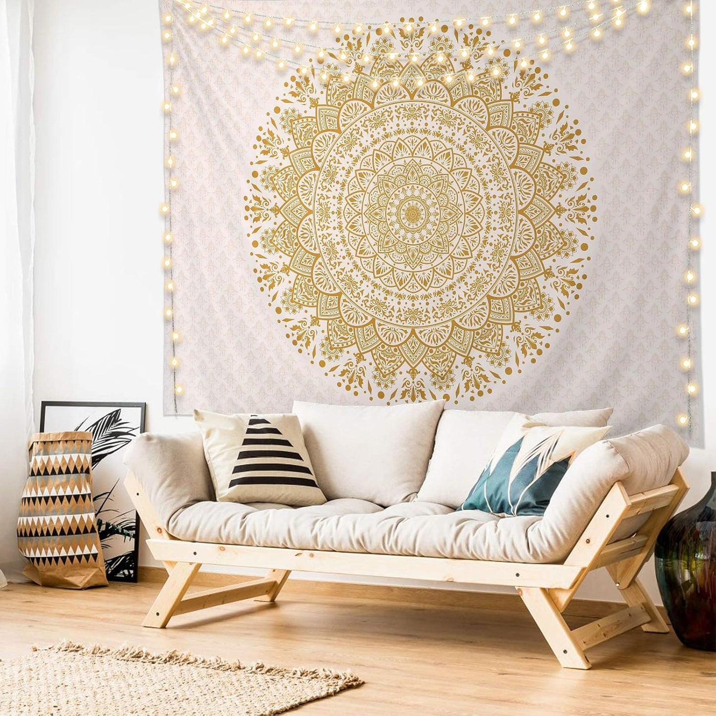Black Mandala Tapestry Wall Hanging Psychedelic Wall Tapestry Aesthetic Indian Hippie Decor Bohemian Art Boho Home Decoration for Bedroom,Living Room,Dorm