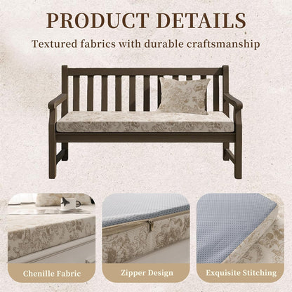 Custom Size Bench Cushion, Custom Bench Cushions for Indoor Furniture, 75D Foam Furniture Window Seat Cushion, Breakfast Nook, Mudroom, Banquette Bench Cushion, Non-Slip Bottom, Pipe Design