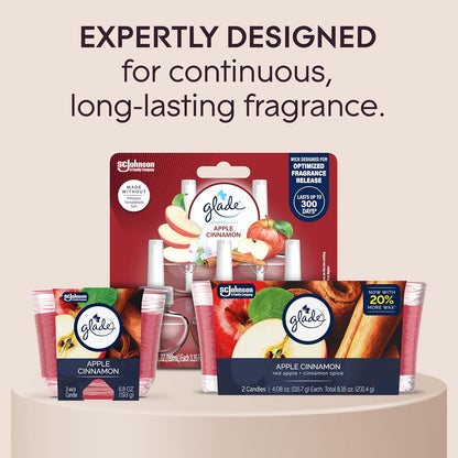 Glade 3-Wick Scented Candle Jar, Apple Cinnamon, Air Freshener Infused with Essential Oils, 6.8 Oz, 3 Count
