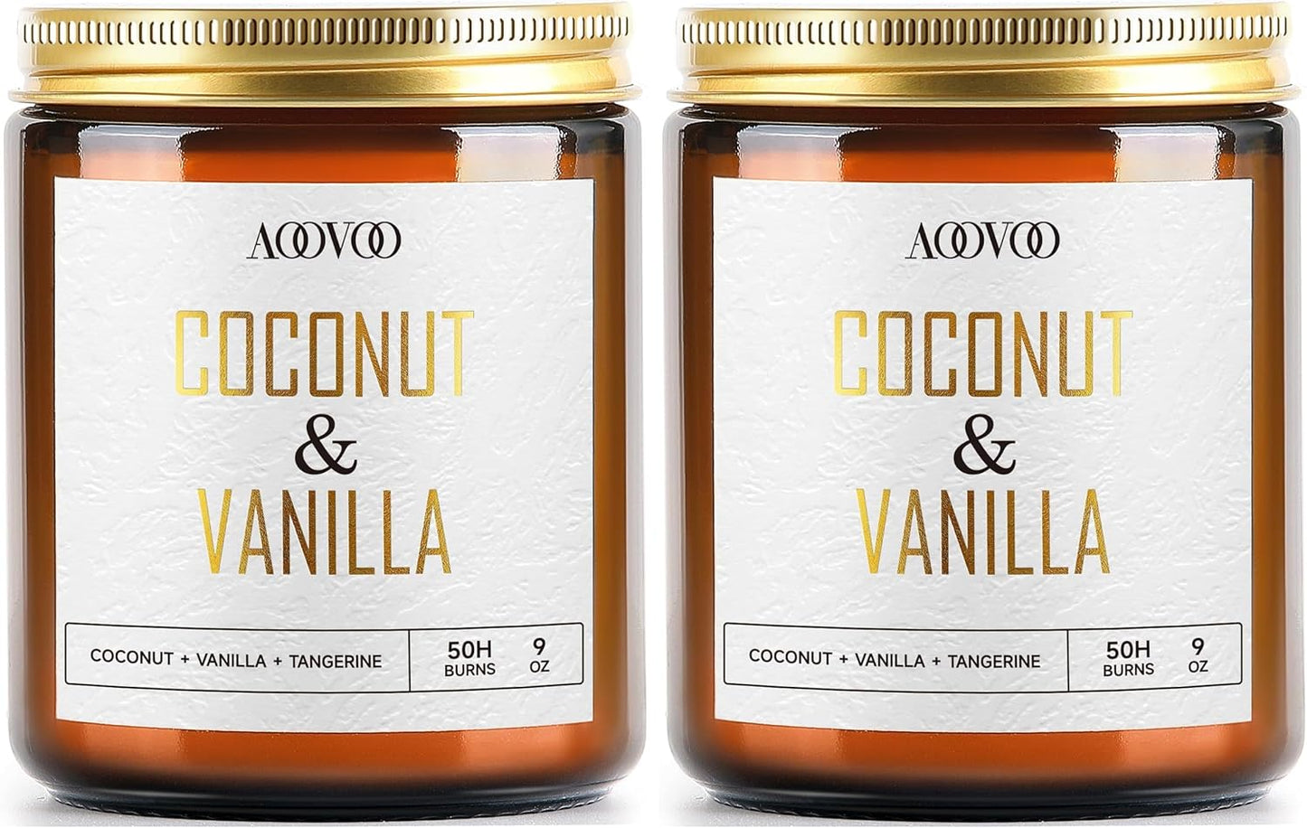 AOOVOO Coconut Vanilla Candles - 9 oz Scented Candles, Aromatherapy Candle, Soy Candle for Home Scented