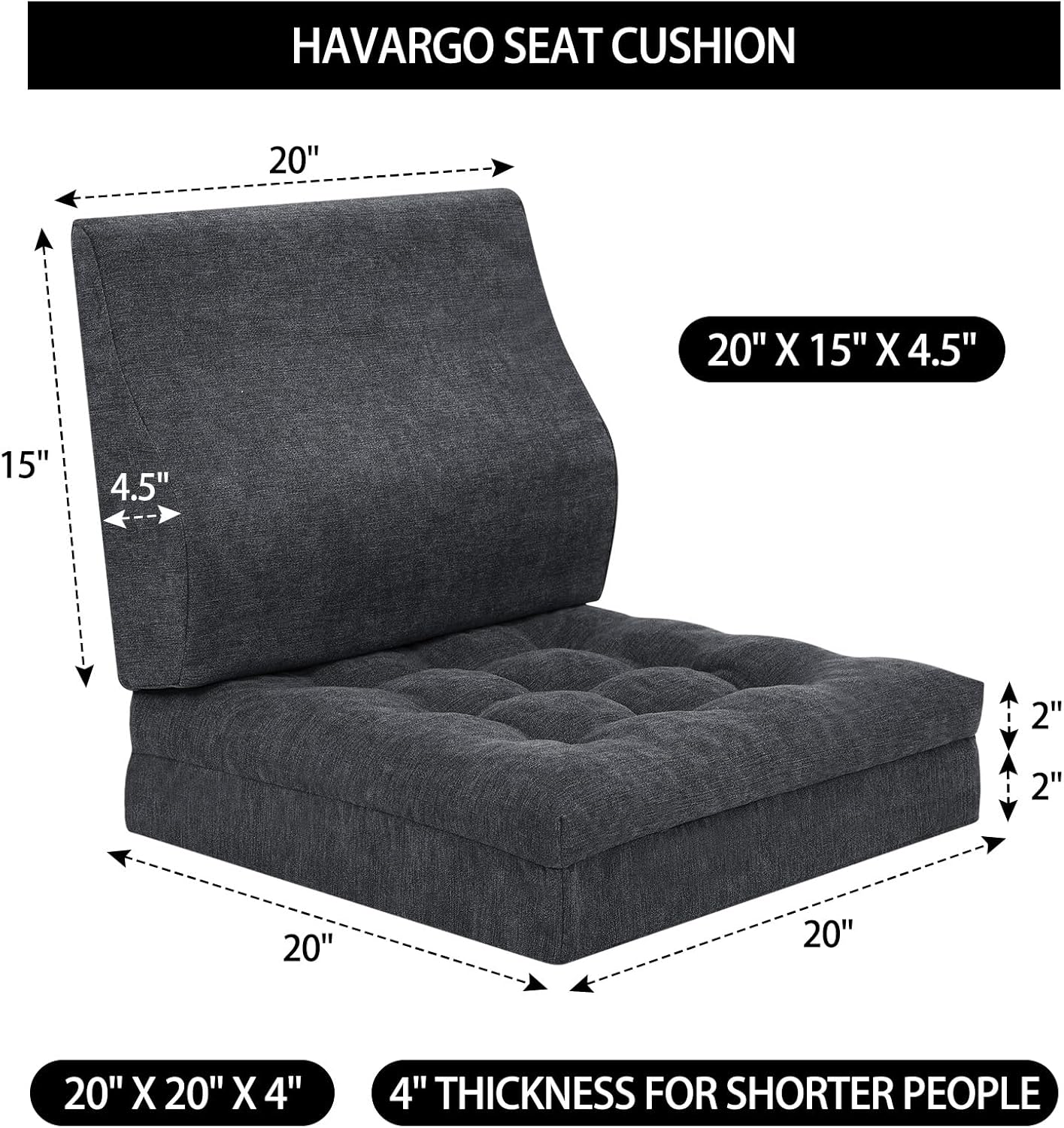 Recliner Cushions for Elderly, 20x20x5 Inch Thick Chair Cushion Patent Design Soft Tufted Dual Layer Booster Seat Cushions for Seniors Recliner Risers Taupe 1P