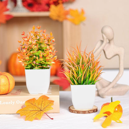 Der Rose 2 Pack Small Fake Plants Mini Artificial Potted Plants for Table Desk Home Laundry Room Bathroom Office Decor