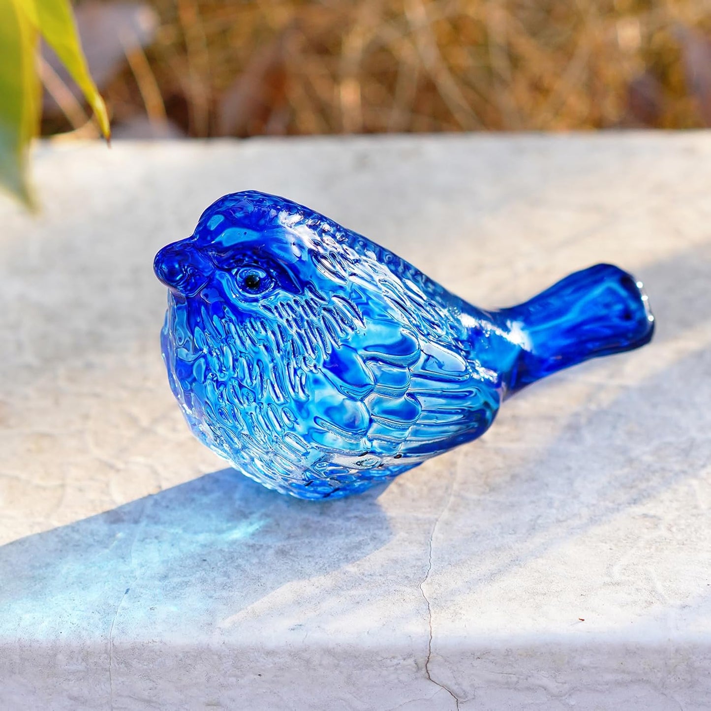 H&D HYALINE & DORA Blue Glass Bird Figurines Bird Gifts for Bird Lovers Women Crystal Glass Animal Figurine Collectible for Home Shelf Decor