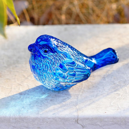 H&D HYALINE & DORA Blue Glass Bird Figurines Bird Gifts for Bird Lovers Women Crystal Glass Animal Figurine Collectible for Home Shelf Decor