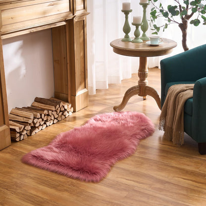 EasyJoy Ultra Soft Fluffy/Fuzzy Shaggy Area Rug Faux Fur Chair Cover Seat Pad for Bedroom Floor Sofa Living Room (2 x 6 ft Sheepskin, Beige)