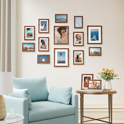 Vittanly 15 Pack Picture Frames Collage Wall Decor for Mounting or Tabletop Display, Gallery Frame Set for Family, Multi Sizes Including 3pcs 8x10, 6pcs 5x7, 6pcs 4x6, Black