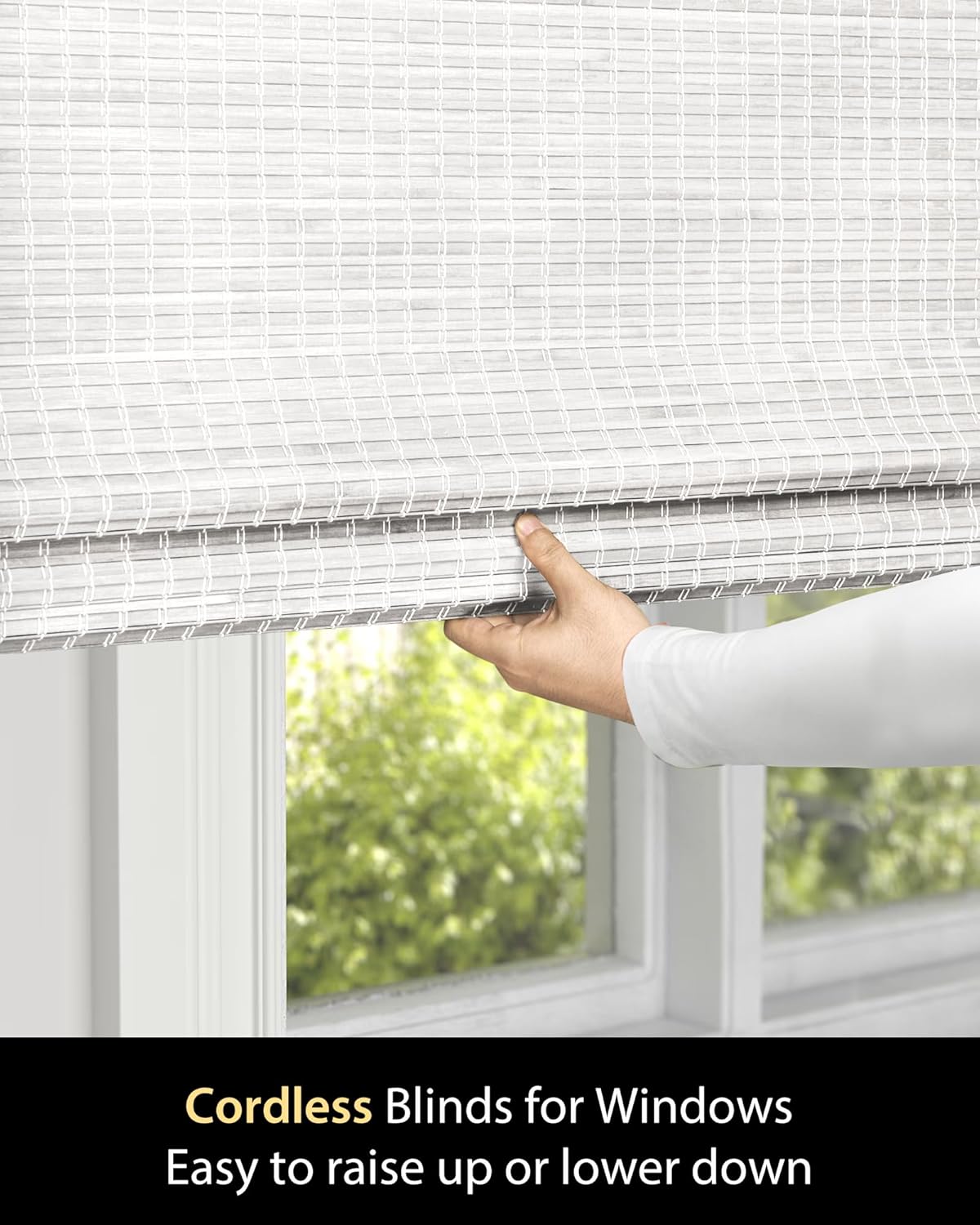 UNISHADES Cordless Bamboo Roman Shades for Windows, Blinds Size (26.5" W ×48" H) Colour (Highfield Teak)