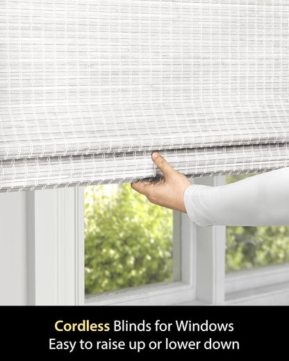 UNISHADES Cordless Bamboo Roman Shades for Windows, Blinds Size (30.5" W ×48" H) Colour (Highfield Teak)