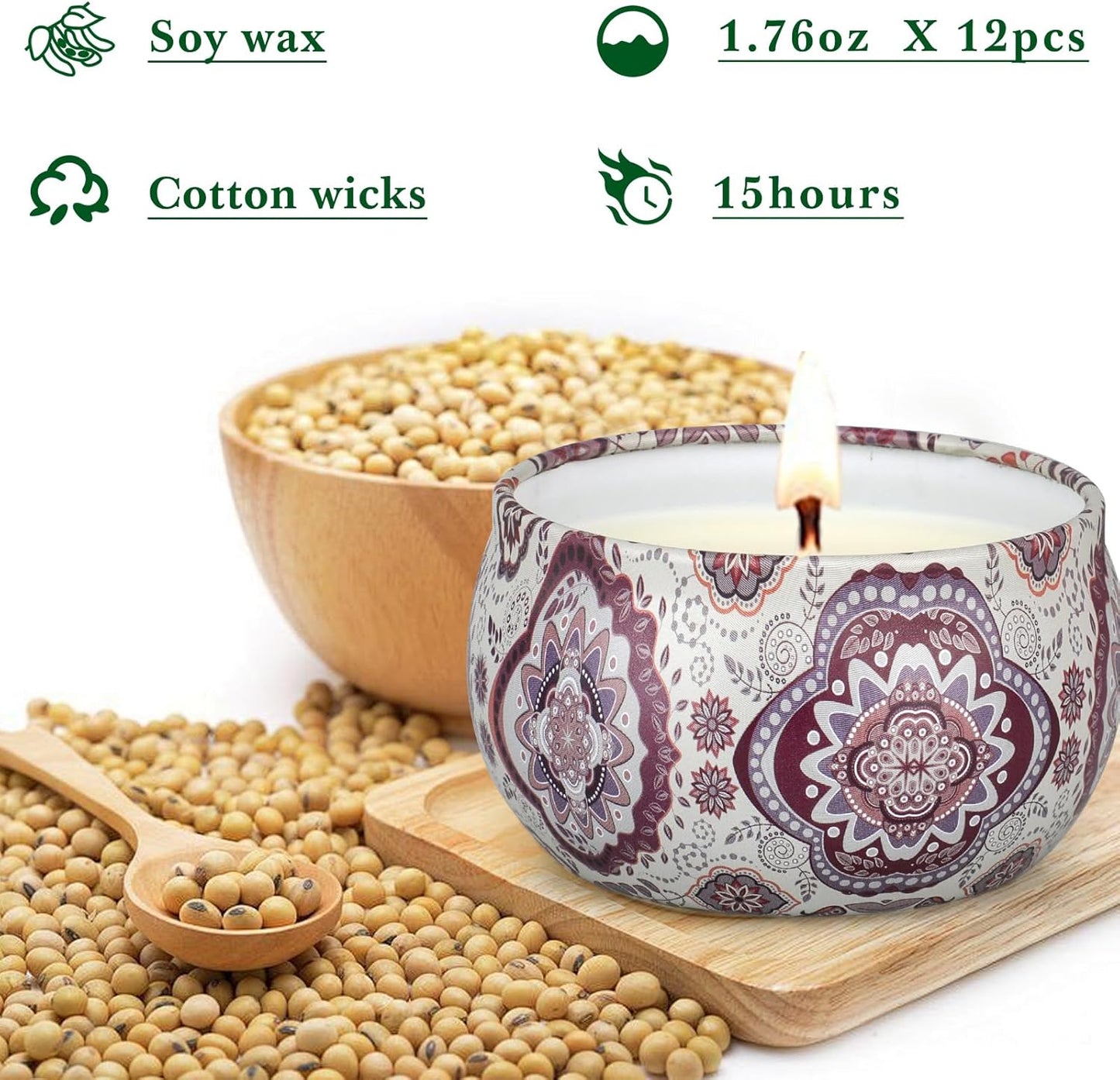 Scented Candles Gift Set, 12 Pack Soy Wax Candles for Home, 12 Scents, Aromatherapy Travel Tins with Gift Box for Women, Birthday, Housewarming, Relaxation