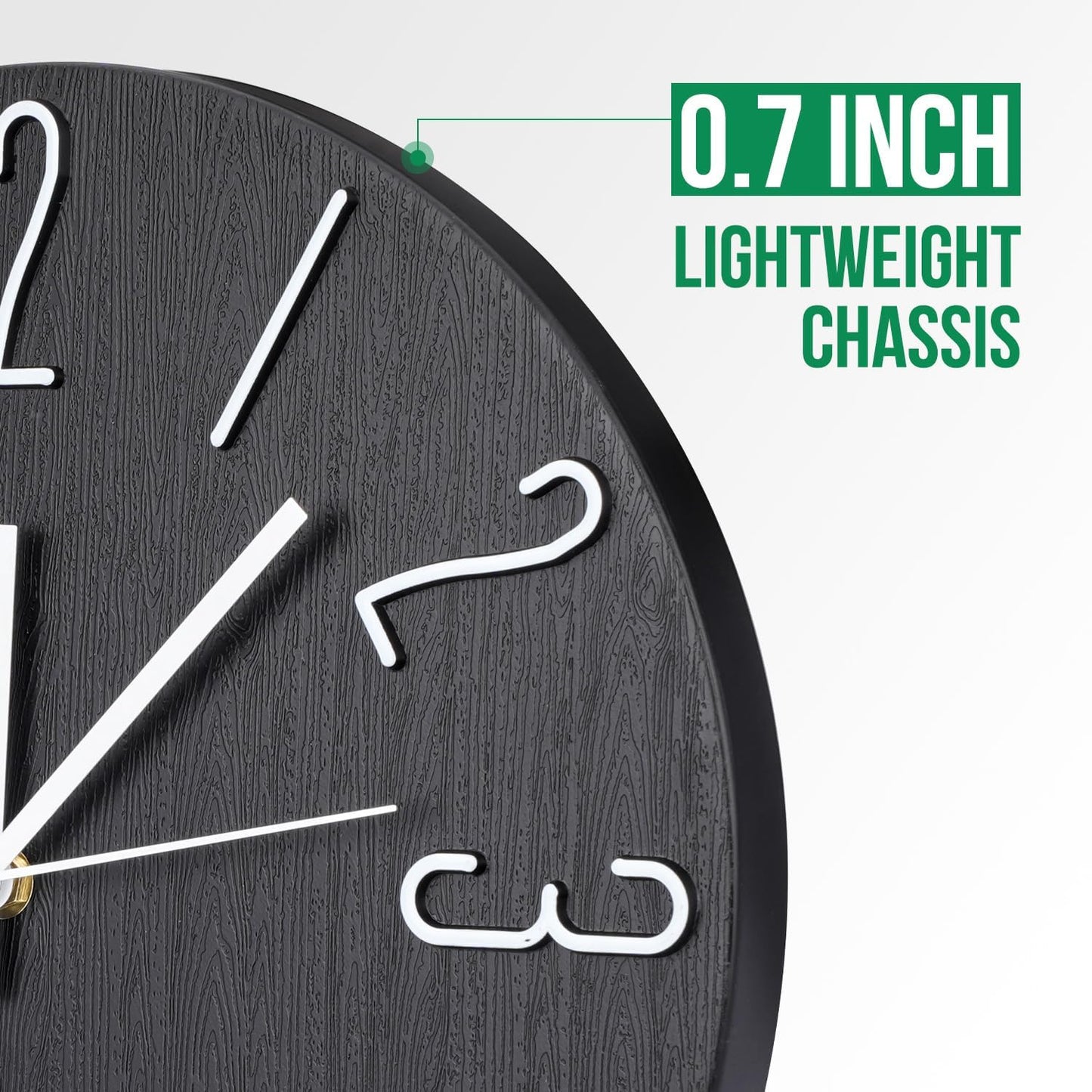 Wall Clock 12 Inch Silent Non-Ticking Imitation Wood Indoor Clock Round White Decor Clock Modern 3D Figures Quartz Wall Clocks for Home, Hotel, Office, School, Bedroom, Living Room, Kitchen