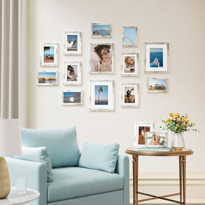 Vittanly 15 Pack Picture Frames Collage Wall Decor for Mounting or Tabletop Display, Gallery Frame Set for Family, Multi Sizes Including 3pcs 8x10, 6pcs 5x7, 6pcs 4x6, Black