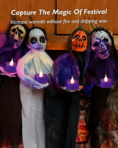 merrynights LED Candles, Tea Lights Candles Battery Operated Bulk, 50-Pack Long-Lasting 200 Hours Flameless Tealight Candles, Realistic Tea Lights for Christmas Halloween Wedding, 1.5'' D X 1.25'' H