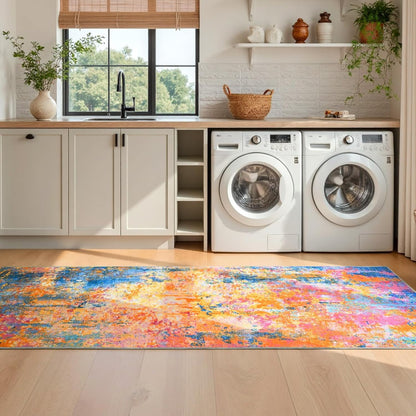 Ompaa 2x6 Rug Runners for Hallways Kitchen Runner Rug Non Slip Washable Grey Long Runner Rugs with Rubber Backing Soft Abstract Carpet Runner for Hallways, Kitchen, Bedroom, Bathroom, Entryway - Colors B