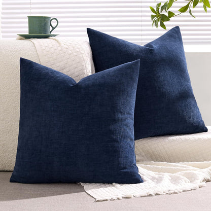 MIULEE Olive Green Couch Pillow Covers 18x18 Inch, Set of 2 Soft Chenille Decorative Square Throw Pillow Covers Farmhouse for Sofa Living Room Bed