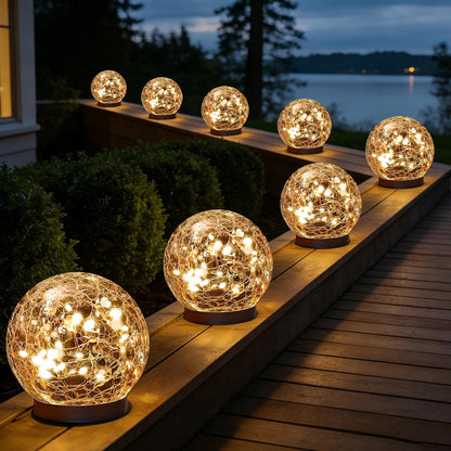 MLKNK Solar Globe Lights Outdoor Waterproof-Solar Balls-Solar Garden Lights-Orbs for Outside 2 Pack Cracked Glass Ball for Lawn Patio Yard Backyard Decorations