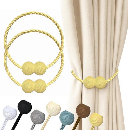 Hion Magnetic Curtain Tiebacks Black 2pcs, Curtain Tiebacks Buckles Holdbacks Holders Hooks Clip for Home Outdoor Bedroom Office Decorative Curtain