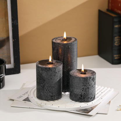3x6 Inch Sage Green Pillar Candles Set of 3 - Unscented Spring, Long Clean Burning, Large Smokeless Dripless for Home Decor, Dinner Table, Bathroom, Rustic Decor