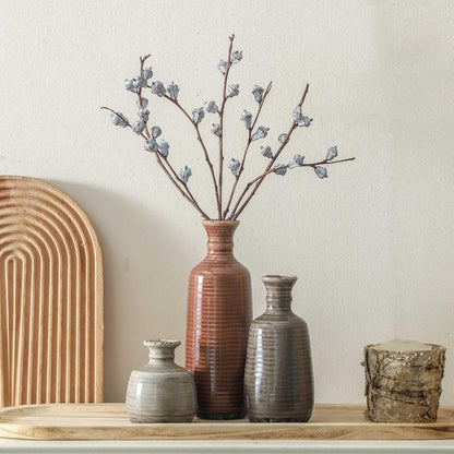 Ceramic Vase Set of 3 | Neutral Vase Home Decor with Handle | Pottery Modern Farmhouse Vases Pampas Grass Flower Vases for Home Decor Table Living Room Centerpieces Mantel Decor - Multicolor