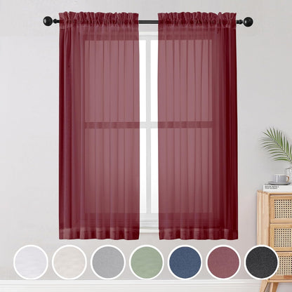 OWENIE Sheer Curtains 84 inches Long 2 Panels Set for Living Room/Bedroom, Rod Pocket Voile Sheer Panel Drapes, White, 2pcs, Each 42" W x 84" L - Colors B