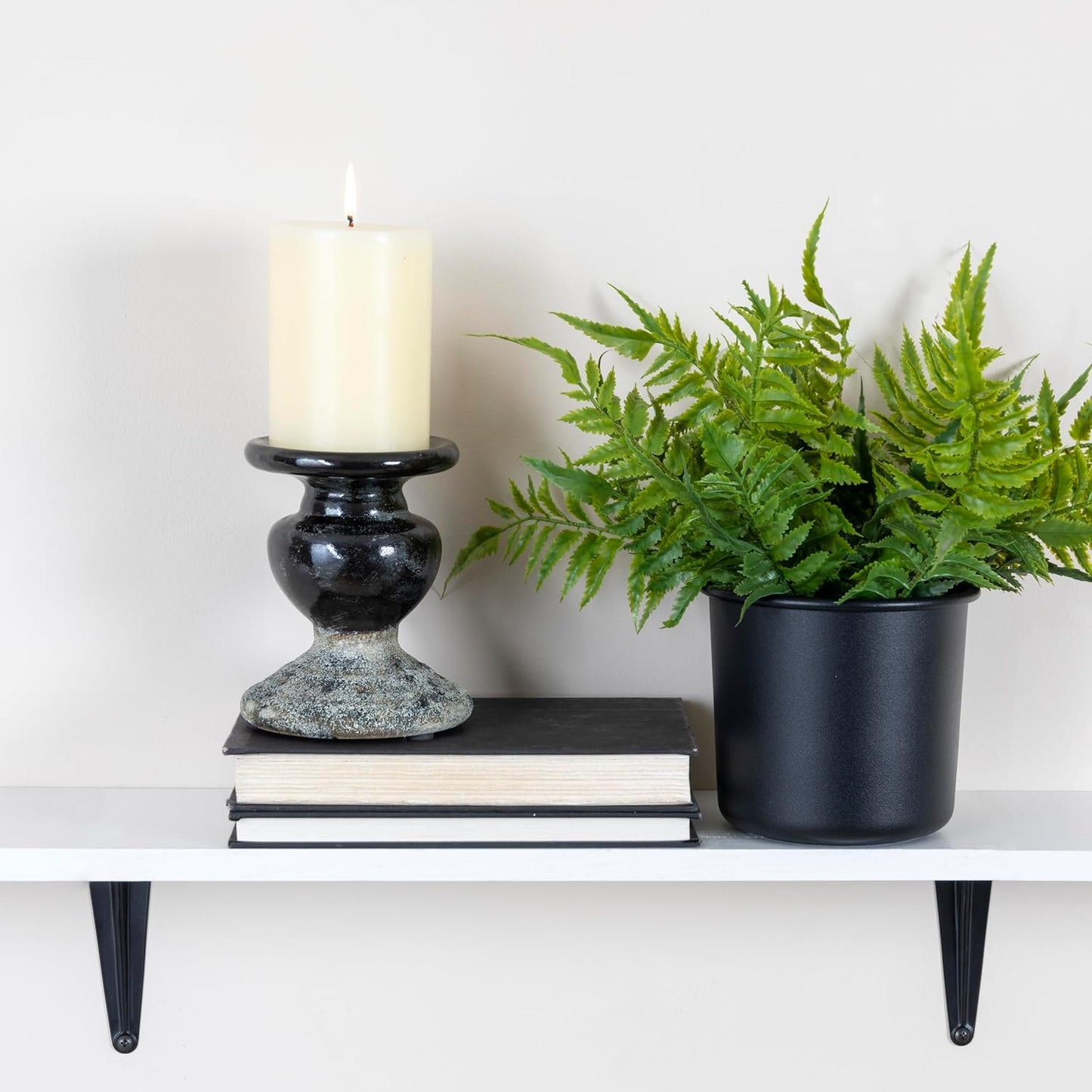 Creative Co-Op Small Distressed Blue Terracotta Pillar Candle Holder