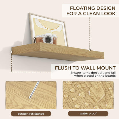 RICHFOCUS 72Inch Floating Shelves for Wall 2 Pack Shelves for Bedroom|Kitchen|Bathroom Wall Mounted Rustic Wood Floating Shelf with Invisible Brackets for Books|Storage|Decor, Rustic Brown