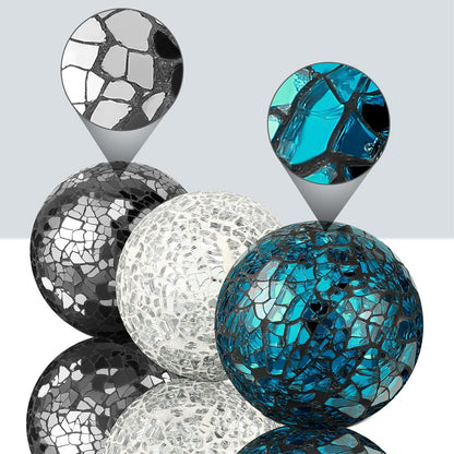 Cunhill 6 Pieces Decorative Balls for Bowls 6.5 cm / 2.5 Inch Orbs Glass Balls for Centerpiece Bowls Mosaic Sphere for Home Decoration Dining Table Christmas Party (White,Red,Reddish Black)